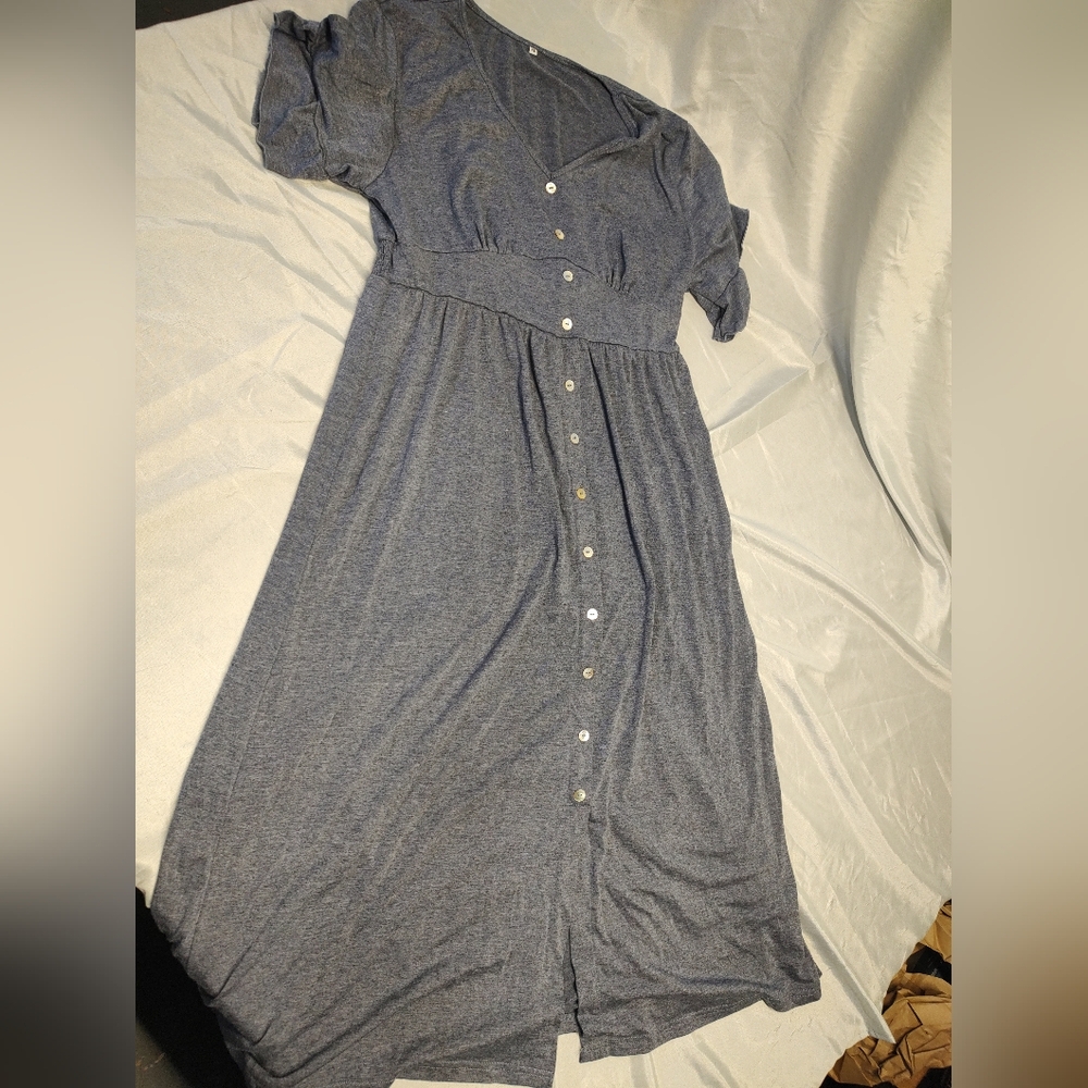 Gray Button-Down Maxi Dress - image 1